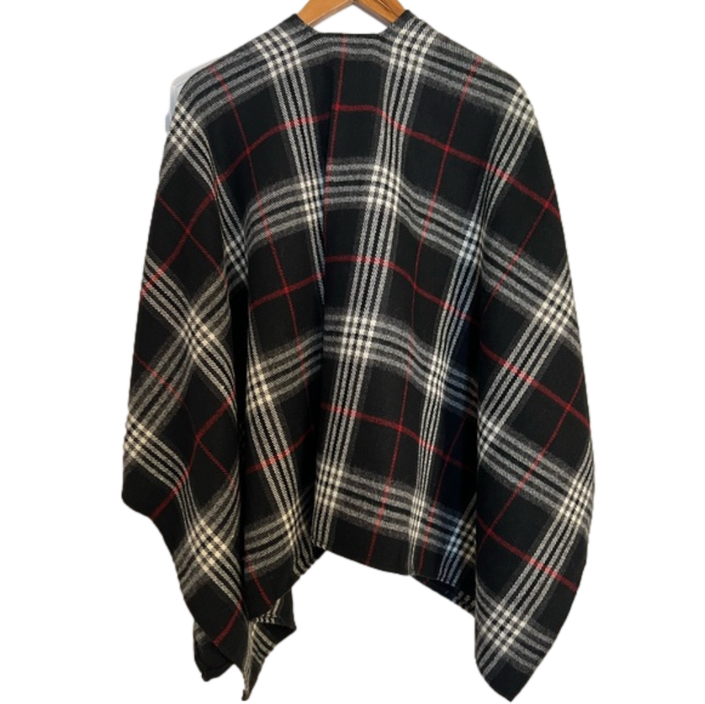 Women’s Black, Red & White Plaid Wrap/Shawl - Picture 2 of 3
